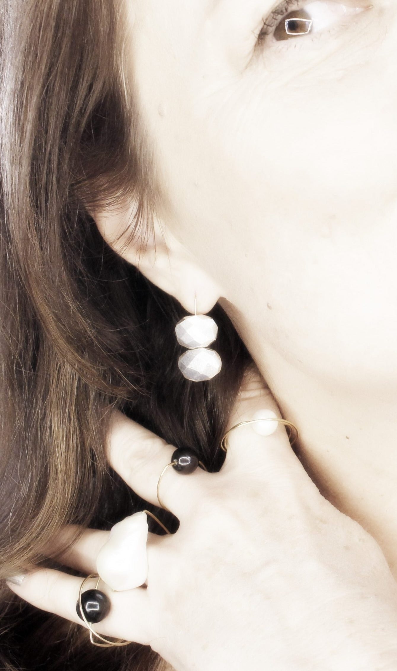 Square Ring with Round Fresh Water Pearls (12mm x 9mm)