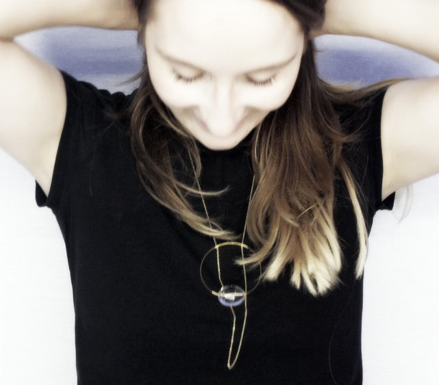 Large Circle Chain Necklace with Rock Crystal