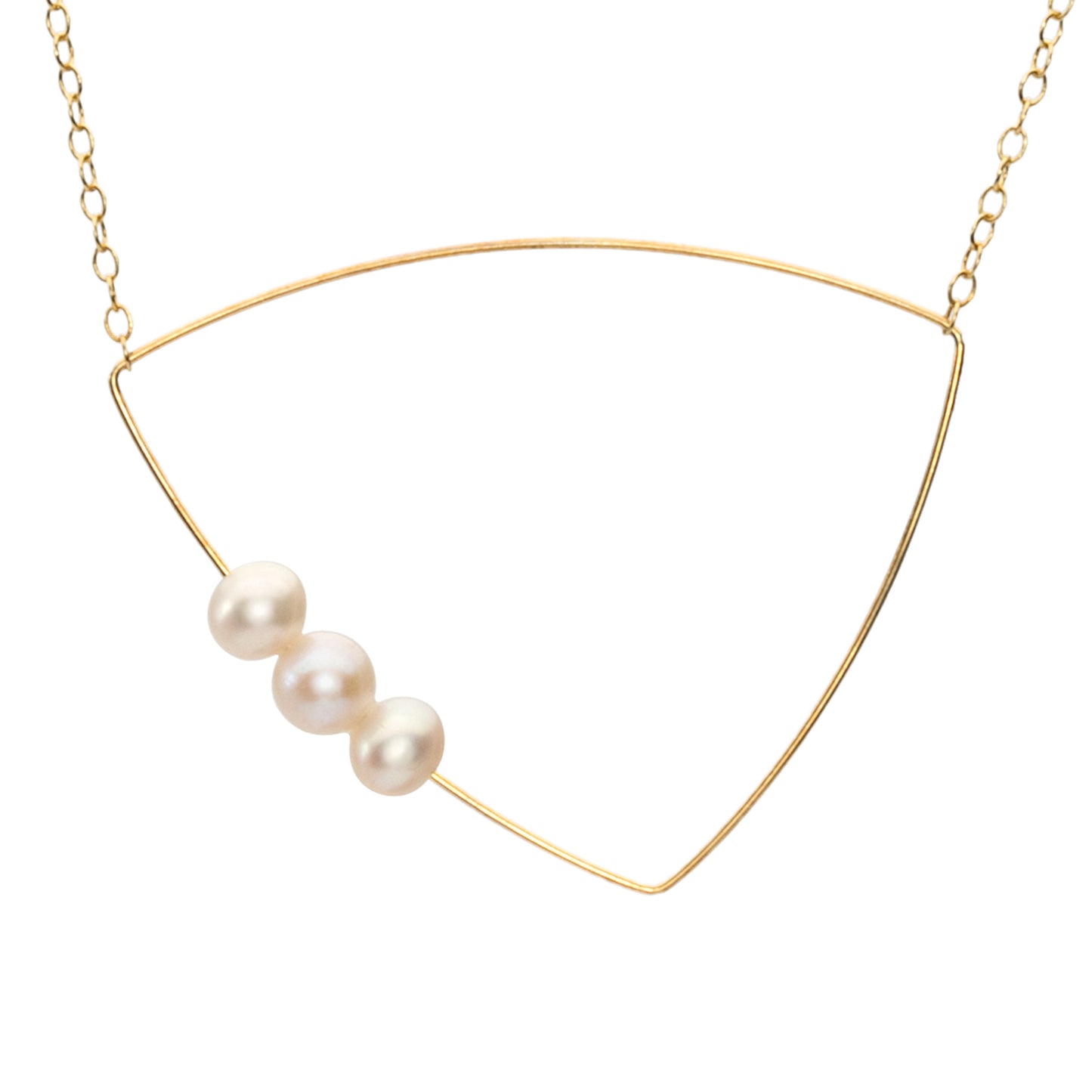 Triangle Pendant Necklace with Round Freshwater Pearls