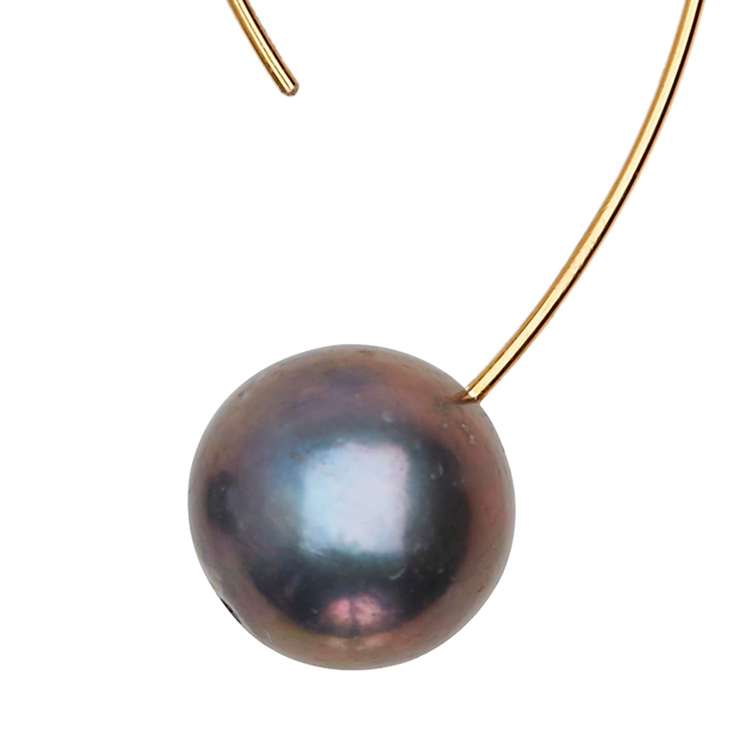 Long Curve Earrings with Peacock Pearls