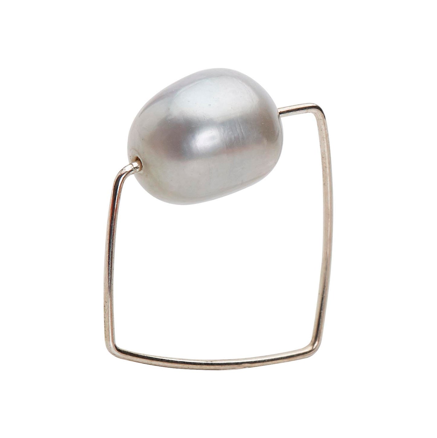 Asymmetric Square Ring with Grey Pearl