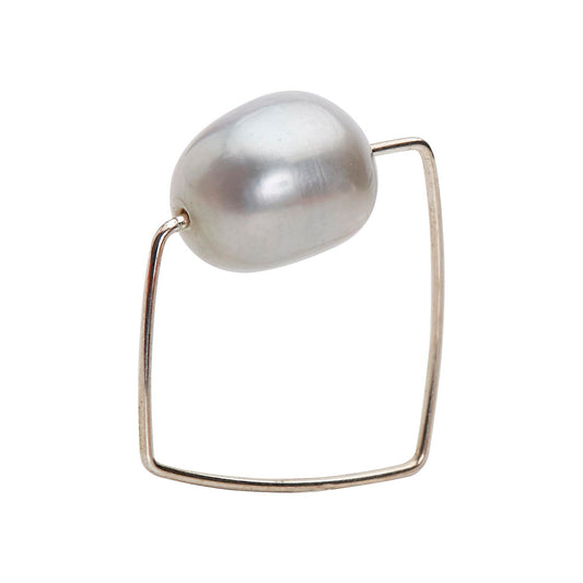 Asymmetric Square Ring with Grey Pearl