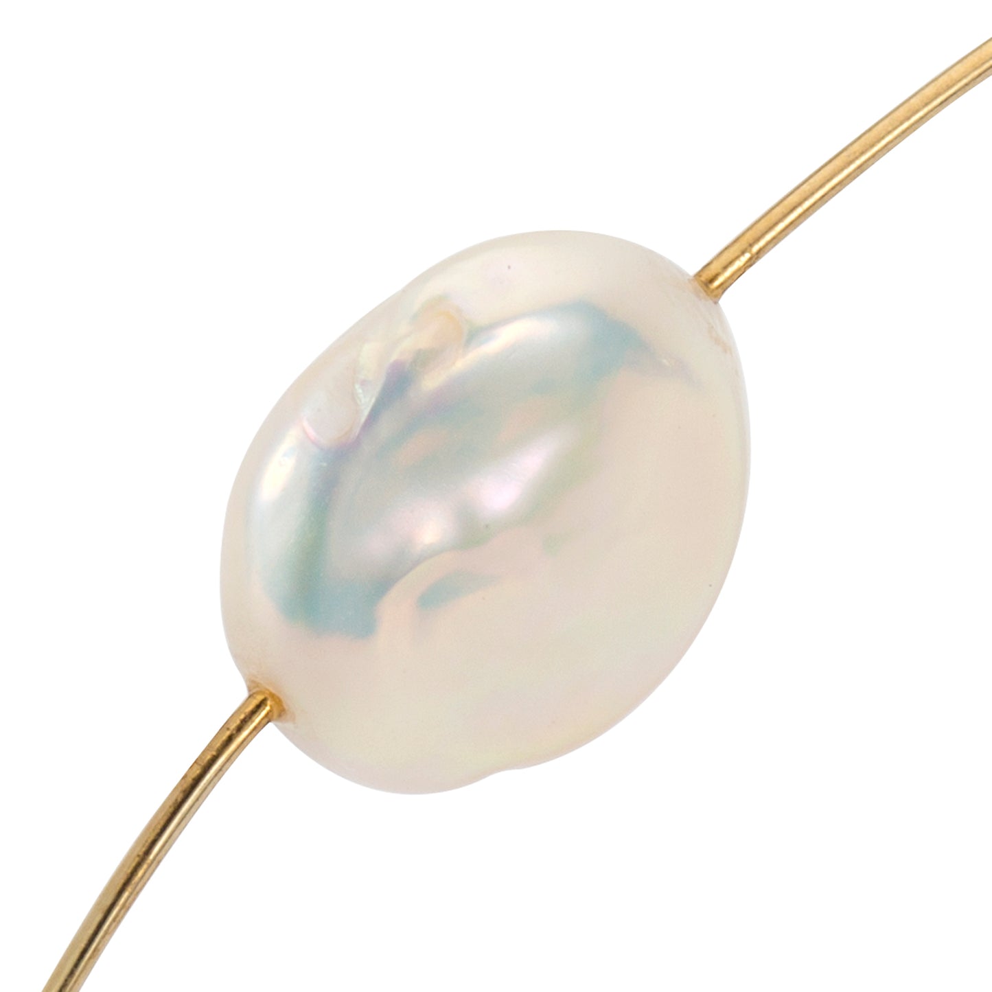 Triangle Bangle with White Biwa Pearl