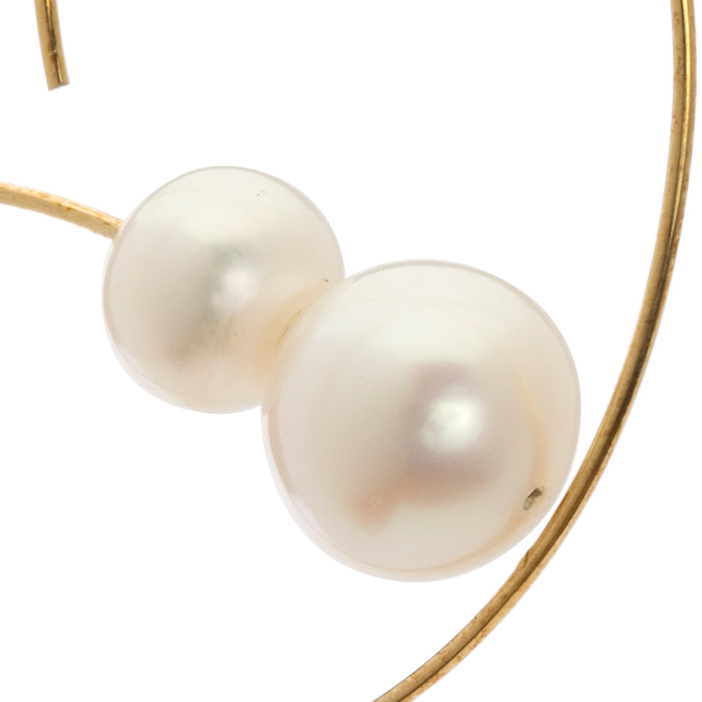Long Angled Curve Earrings with Round Freshwater Pearls
