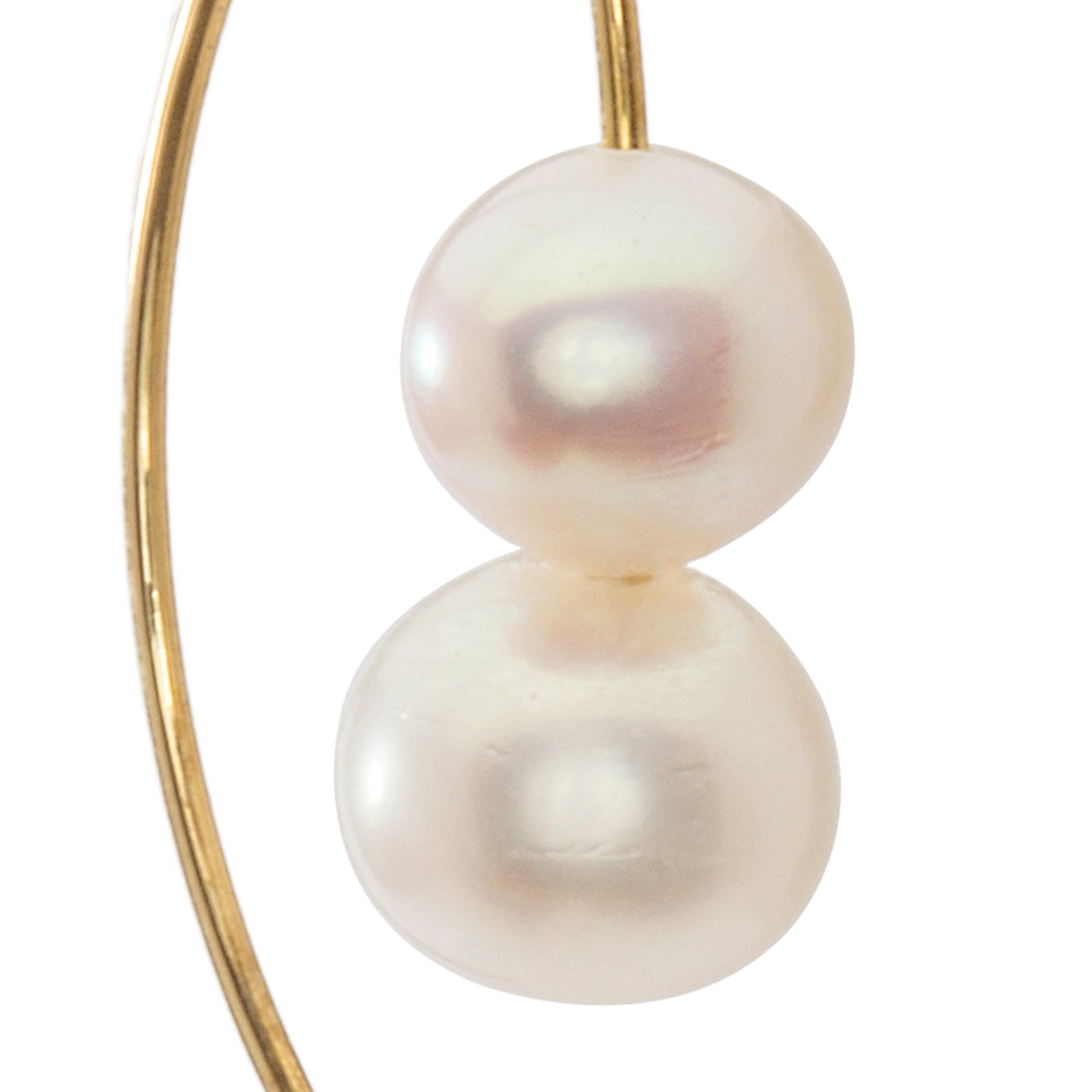 Double Short Curve Earrings with Round Freshwater Pearls