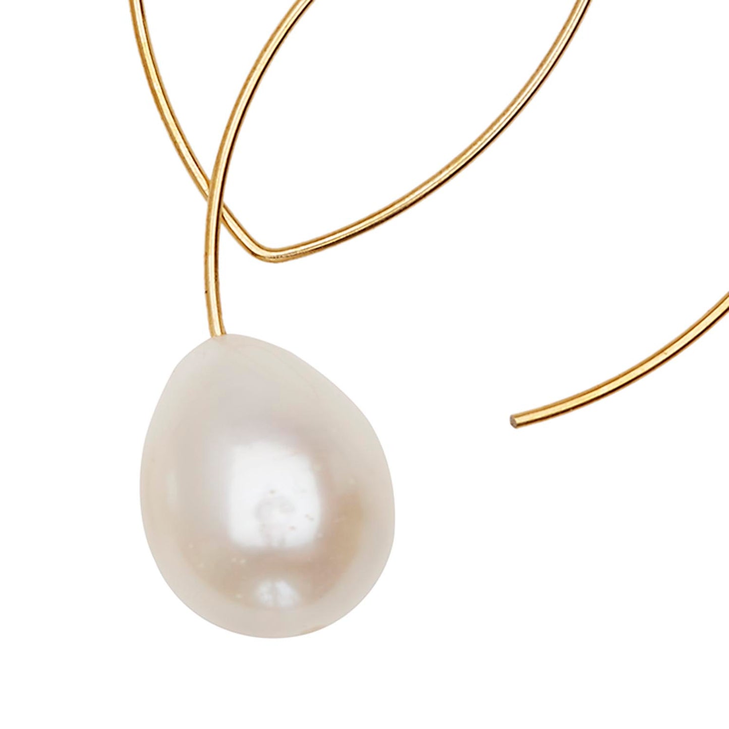 Large Angled Loop Earrings with White Drop Pearls