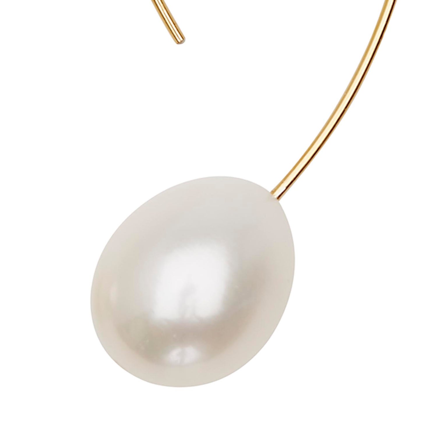 Long Curve Earrings with Drop White Pearls