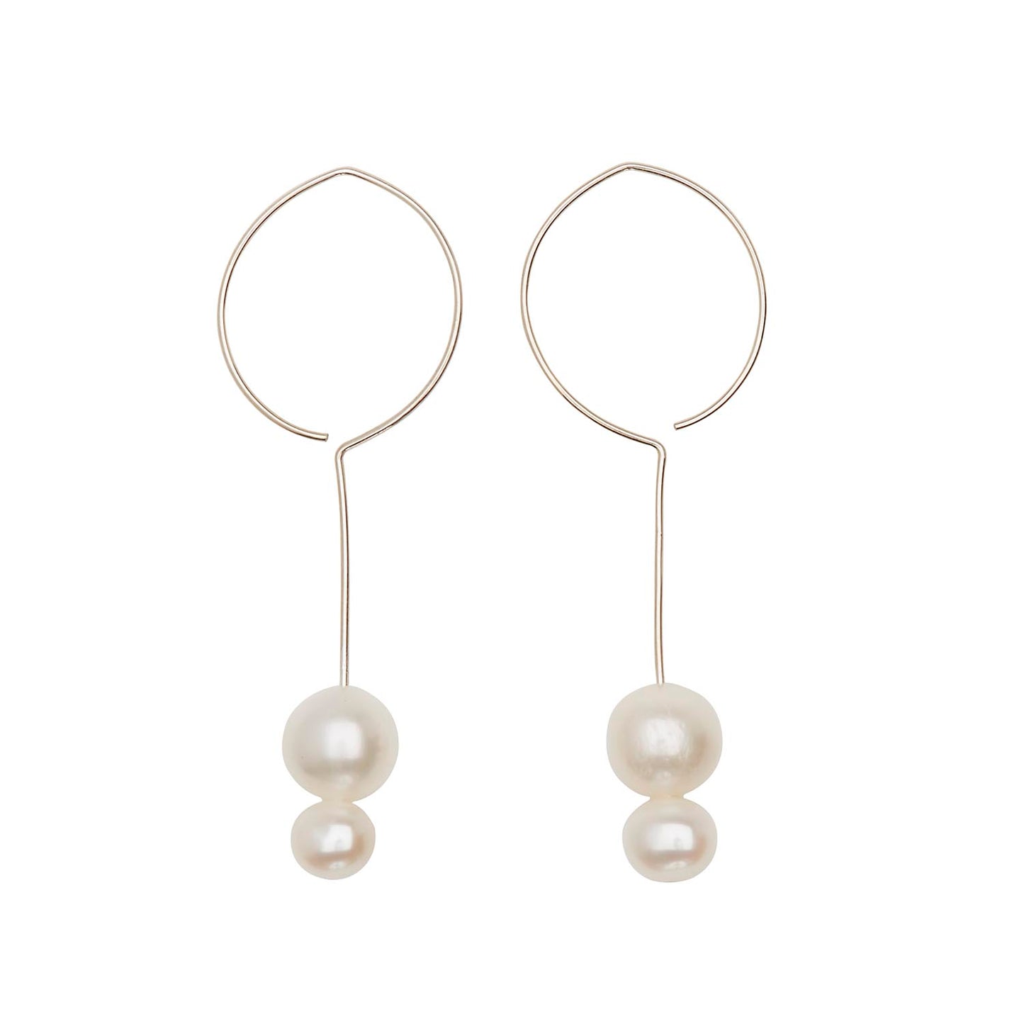 Long Round Drop Earrings with Round Freshwater Pearls