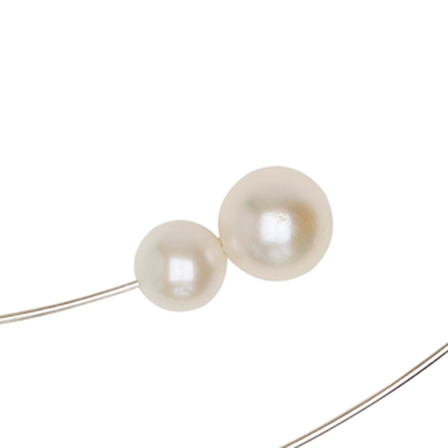 Square Asymmetric Neckwire with Round Freshwater Pearls