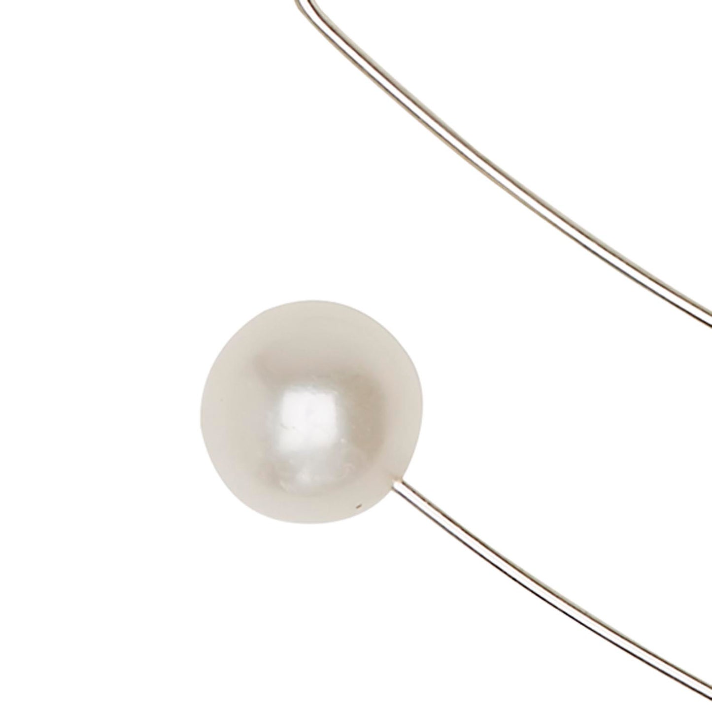 Square Asymmetric Neckwire with Round Freshwater Pearls