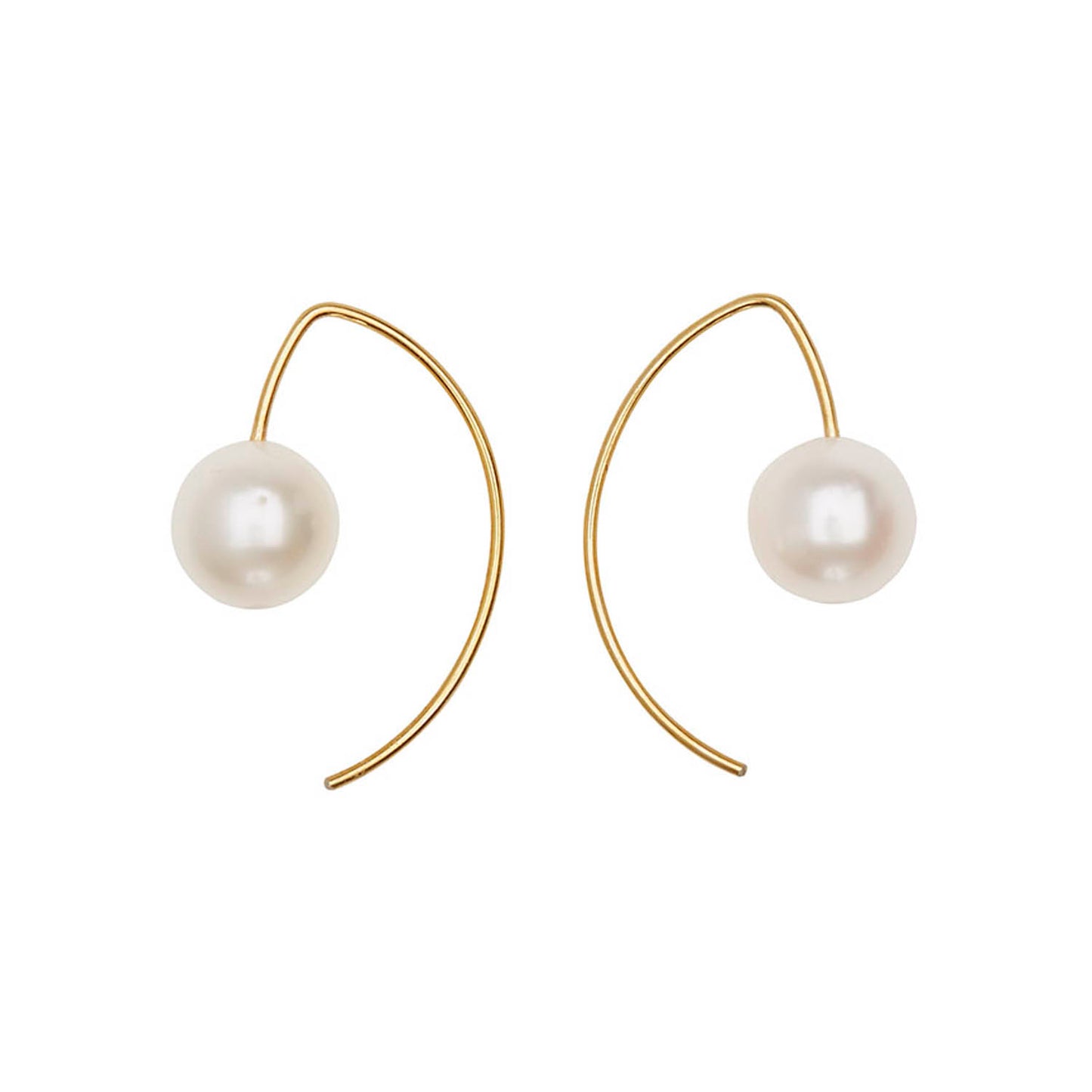 Short Curve Earrings with White Pearls