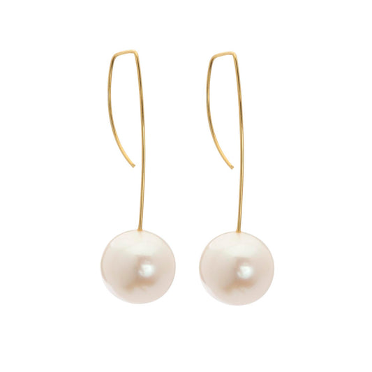 Straight Drop Earrings with White Pearls