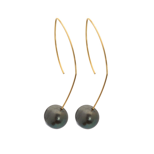 Long Curve Earrings with Peacock Pearls