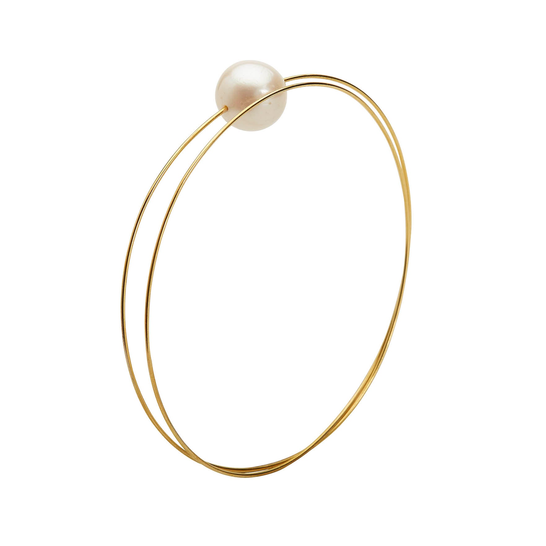 Circle Wrap Bangle with White Pearl