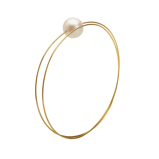 Circle Wrap Bangle with White Pearl