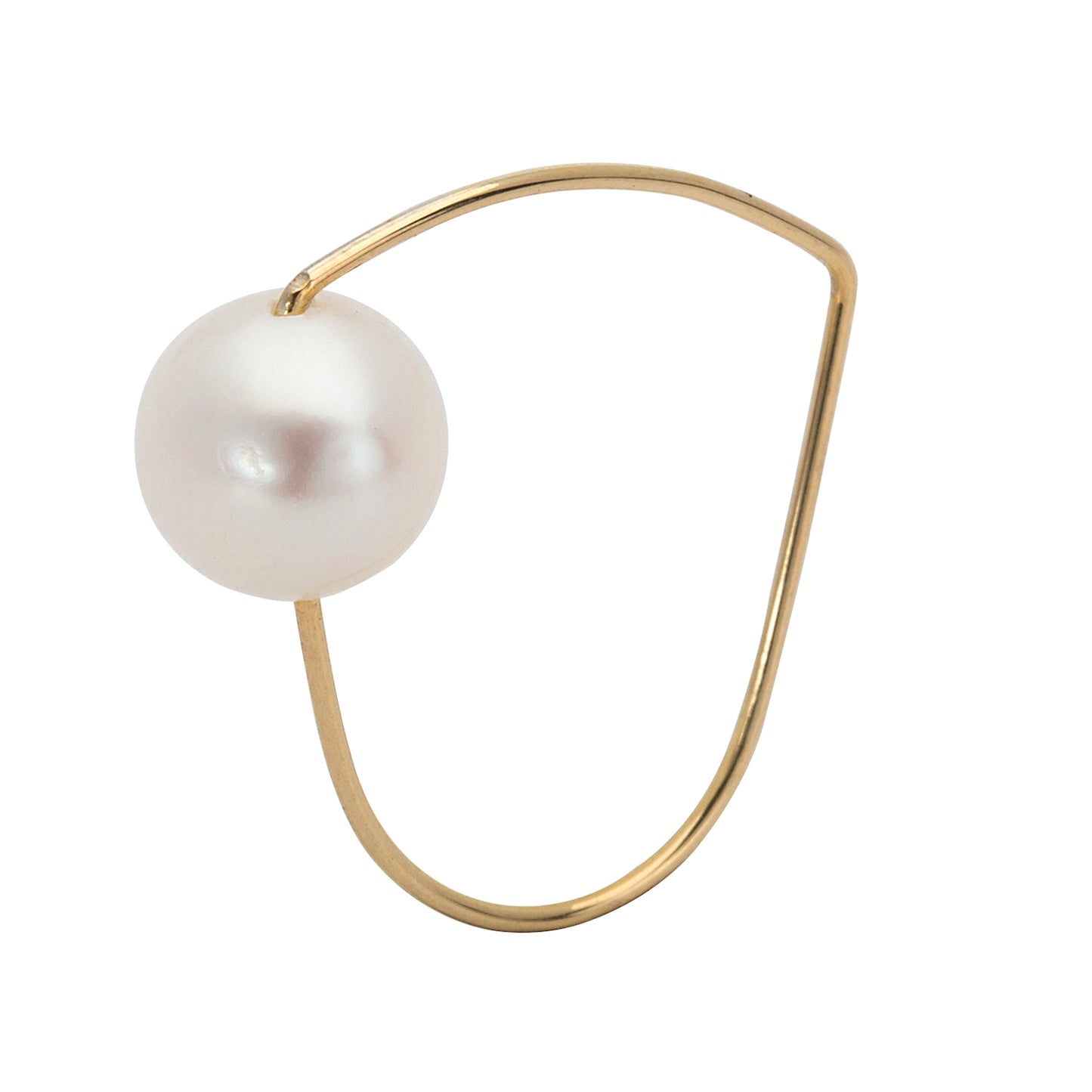Top Curve Ring with White Freshwater Pearl