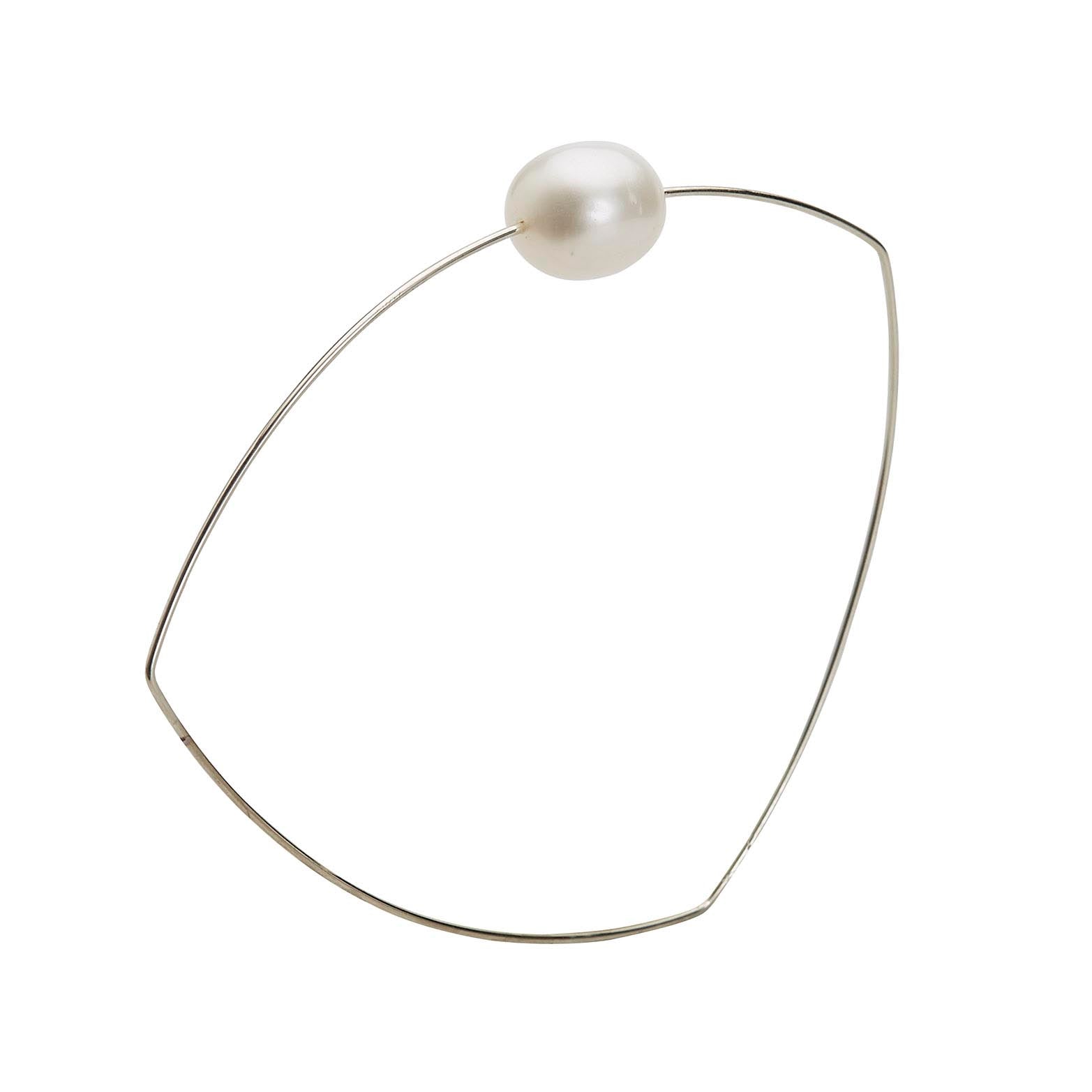 Triangle Bangle with White Oval Pearl
