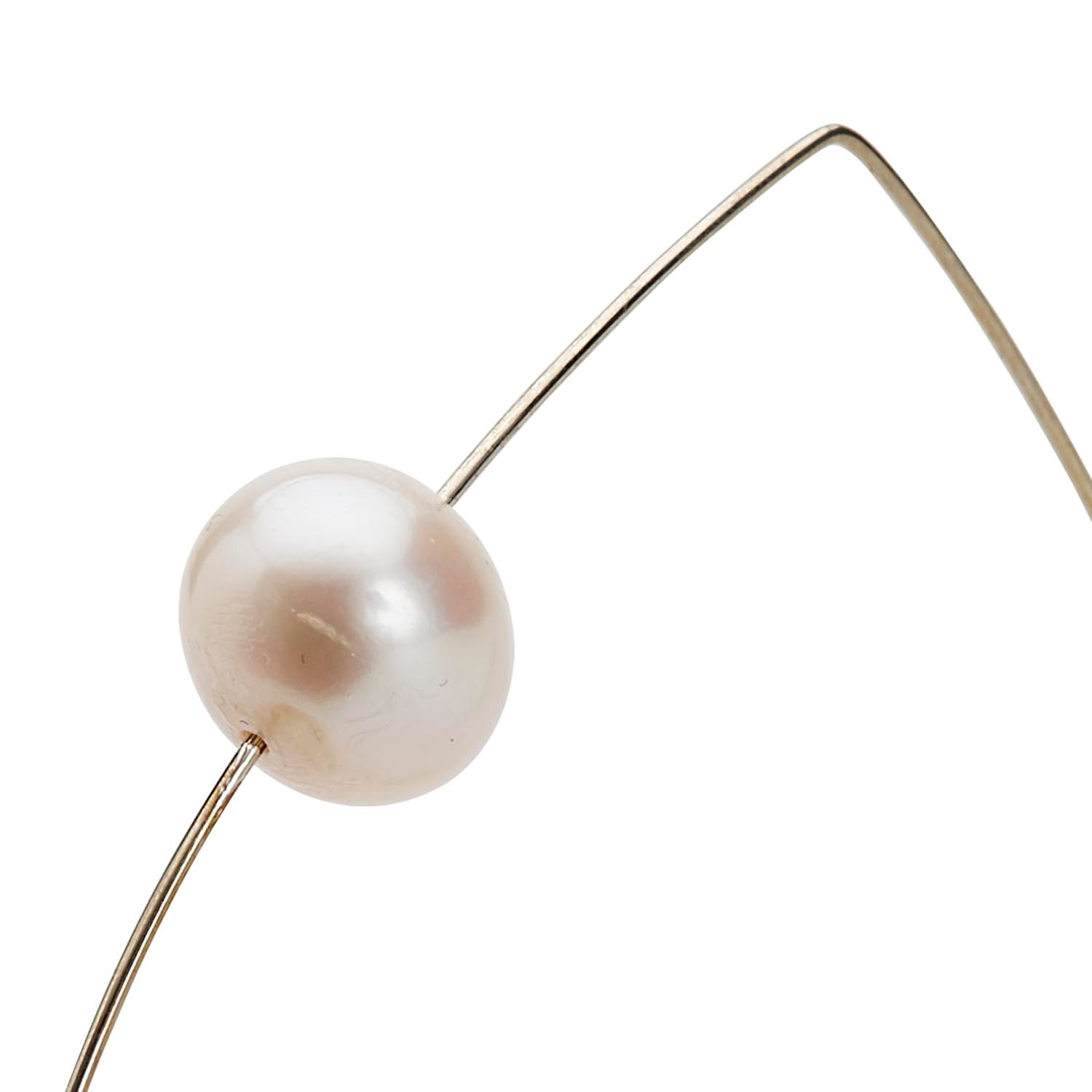 Triangle Bangle with White Pearl