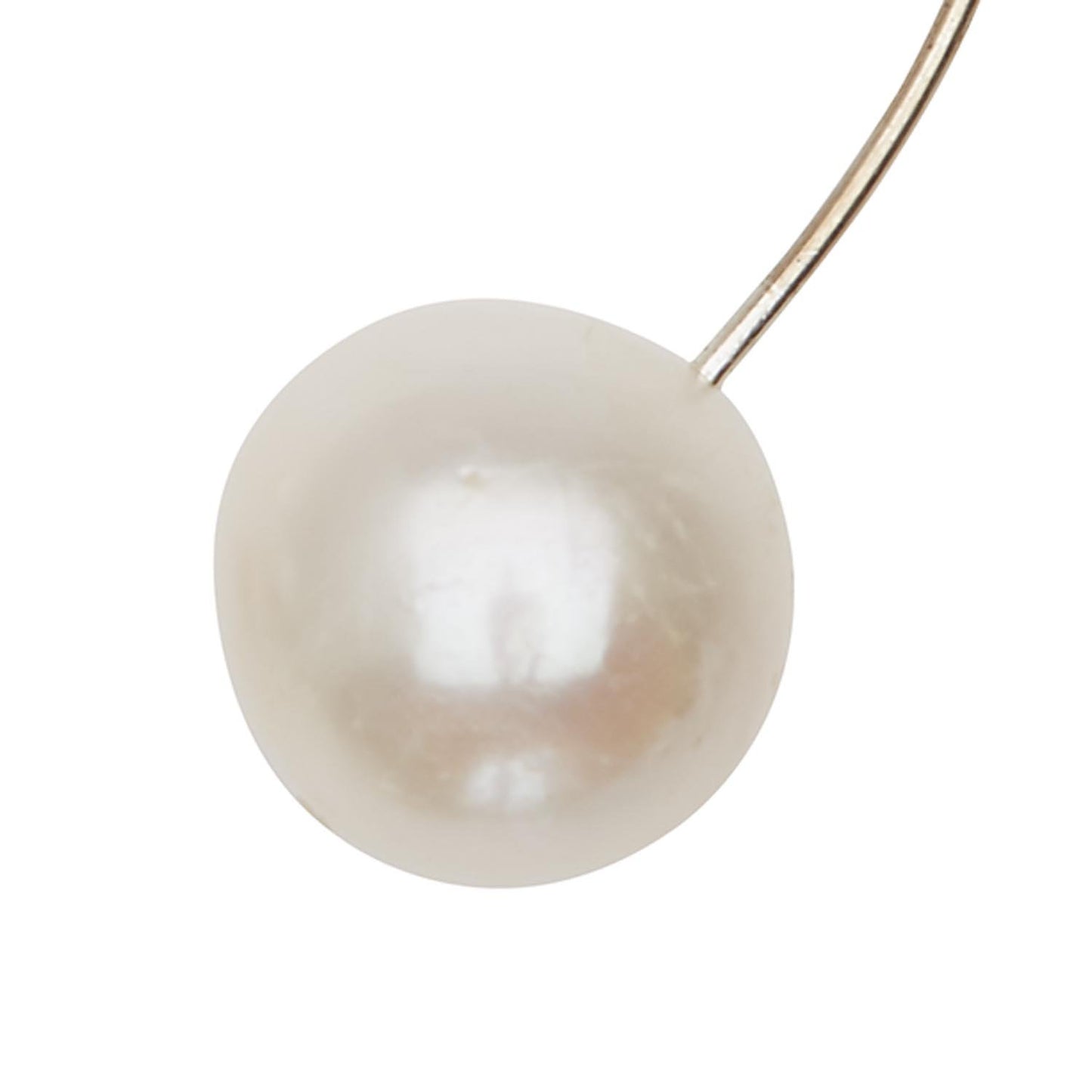 Long Curve Earrings with Round Freshwater Pearls
