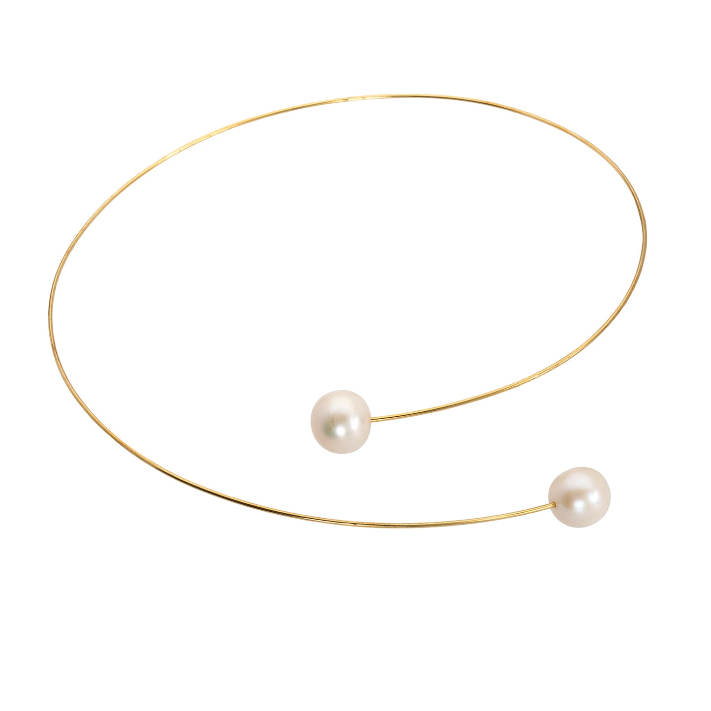 Round Asymmetric Neckwire with Round Freshwater Pearls