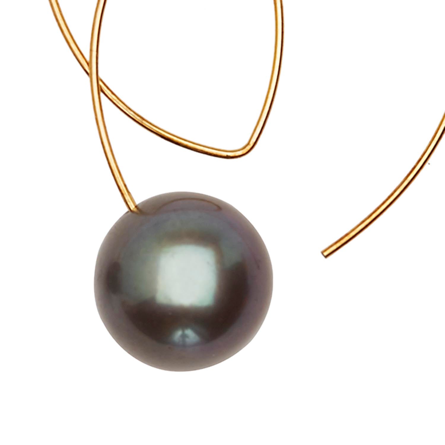 Angled Loop Earrings with Peacock Pearls