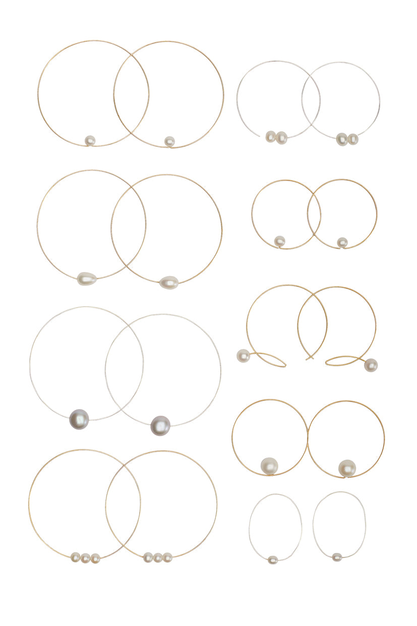 Small Round Hoops with Large Round Freshwater Pearls