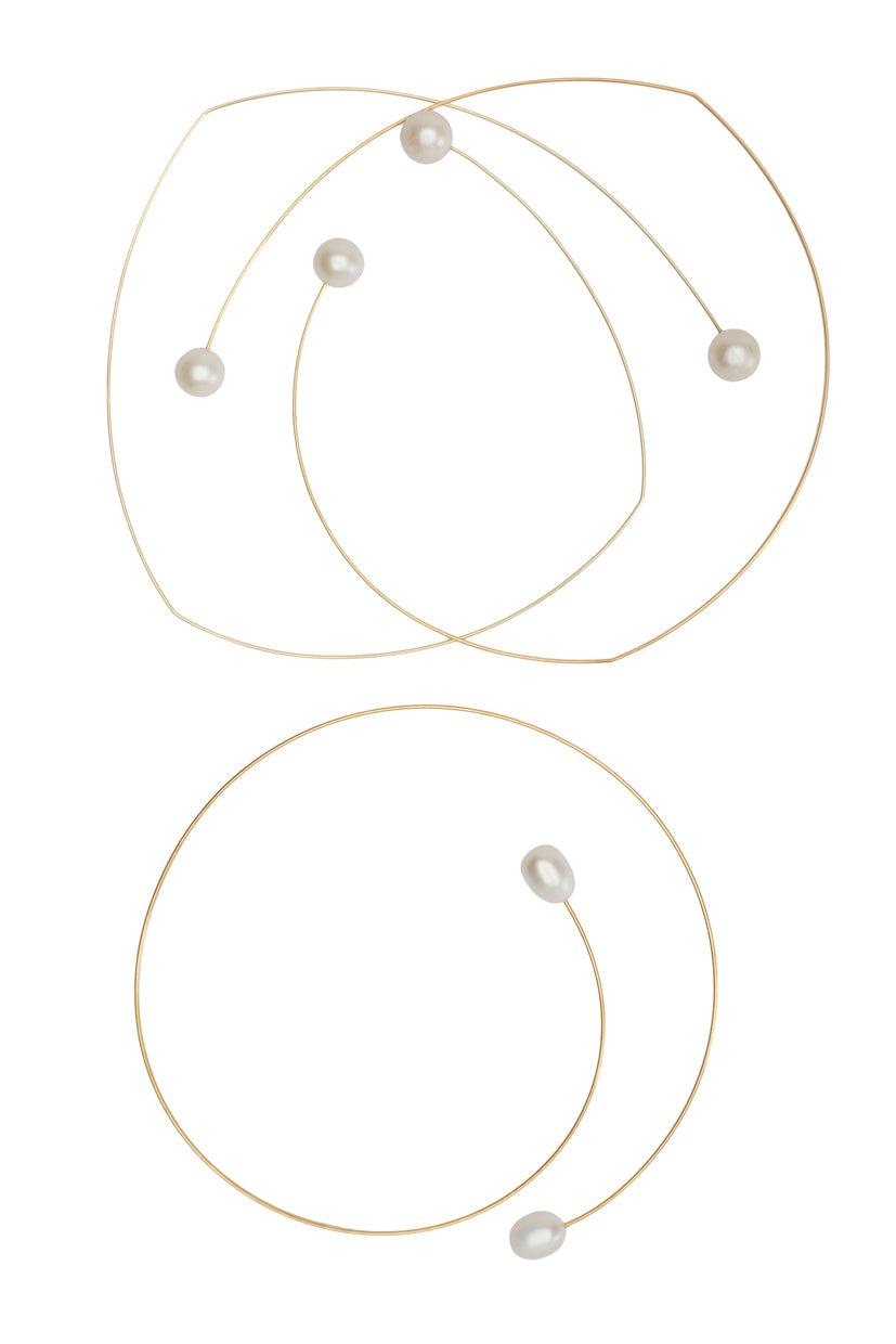 Round Asymmetric Neckwire with Round Freshwater Pearls