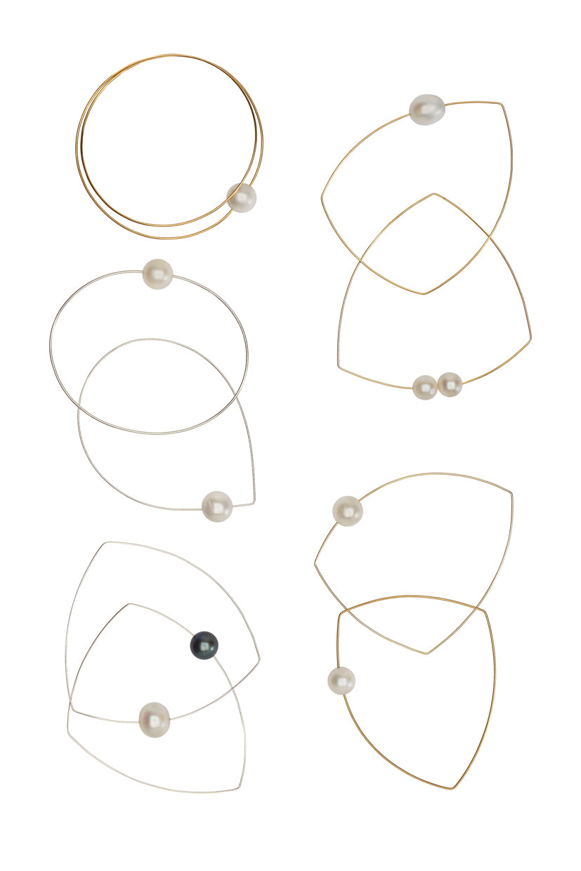 Triangle Bangle with Round Freshwater Pearls