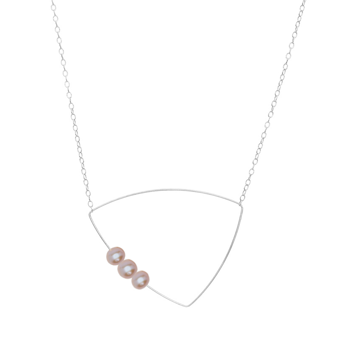 Triangle Pendant Necklace with Round Freshwater Pearls