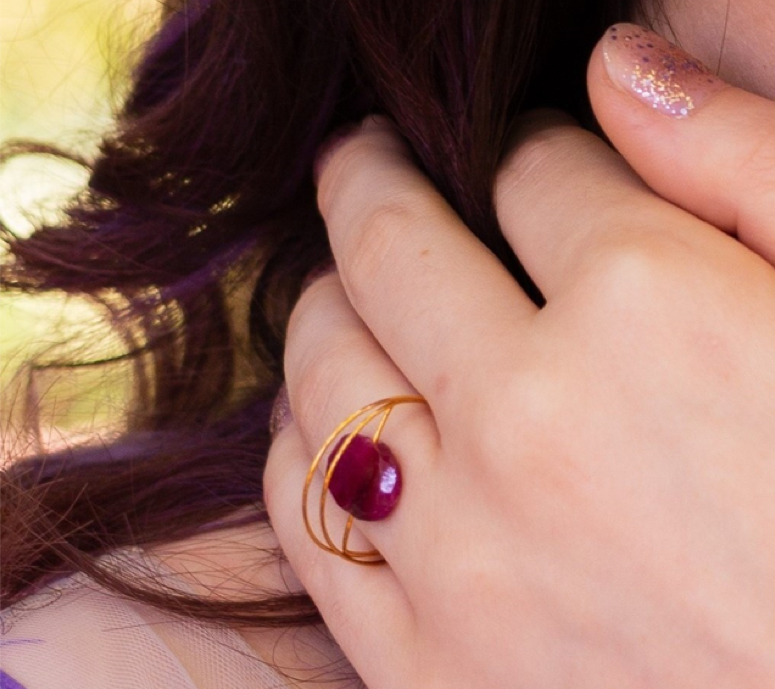 Circle Wrap Ring with Ruby Corundum