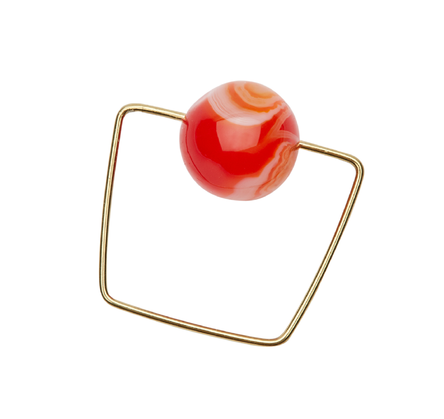 Triangle Loop Earrings with Agate Drops