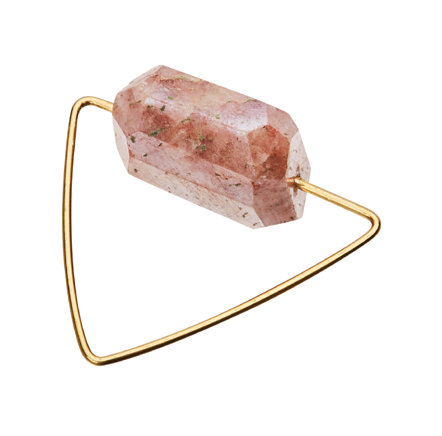 Triangle Ring with Faceted Peach Moonstone