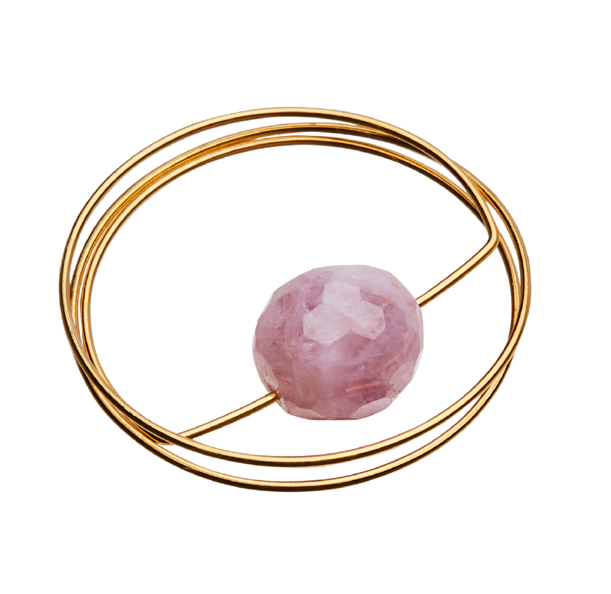 Circle Wrap Ring with Pink Silverite Moonstone