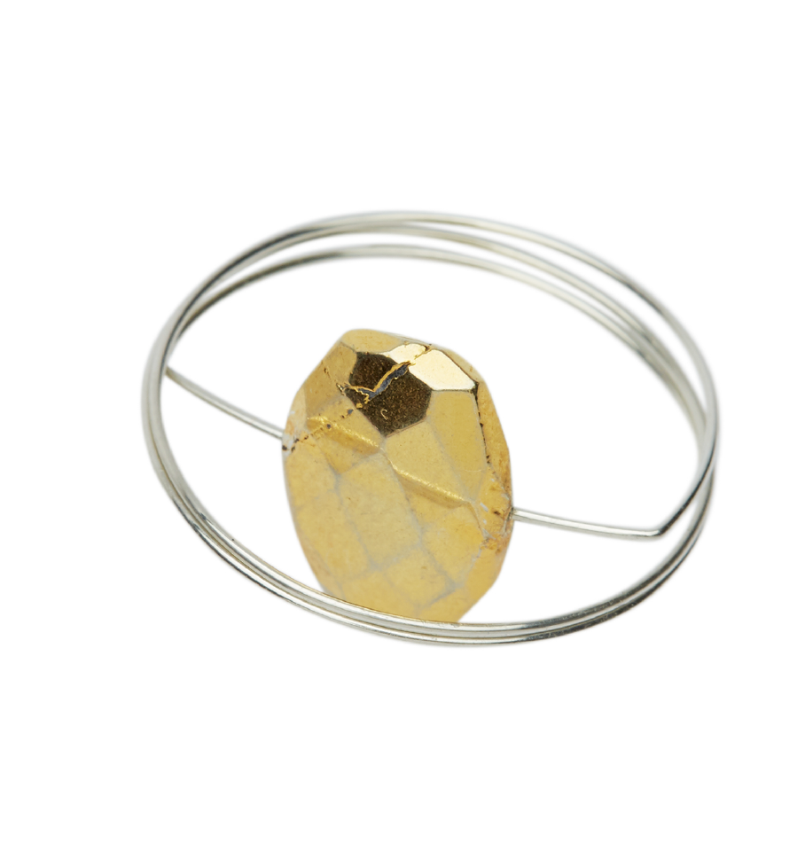 Circle Wrap Ring with Gold Pyrite
