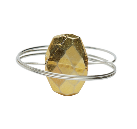 Circle Wrap Ring with Gold Pyrite