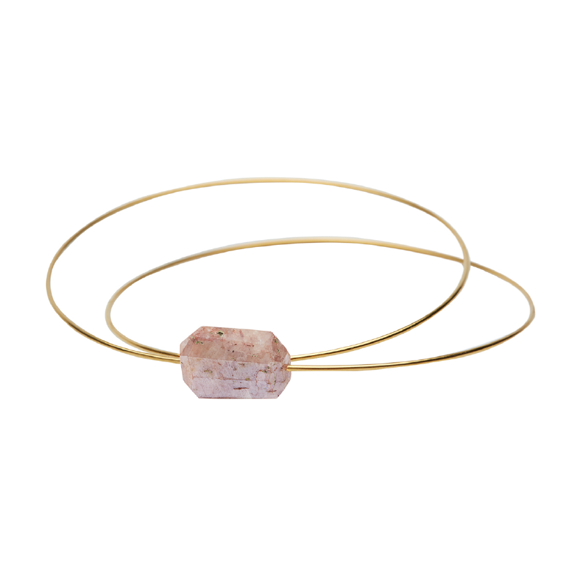 Round Bangle with Peach Quartz