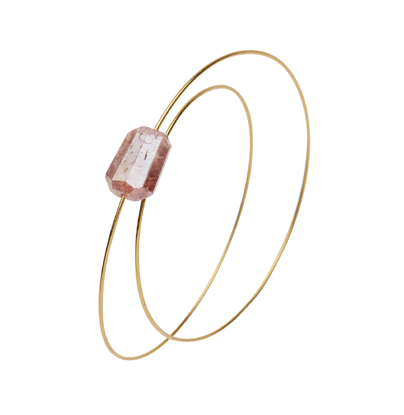 Round Bangle with  hand-cut Gemstones