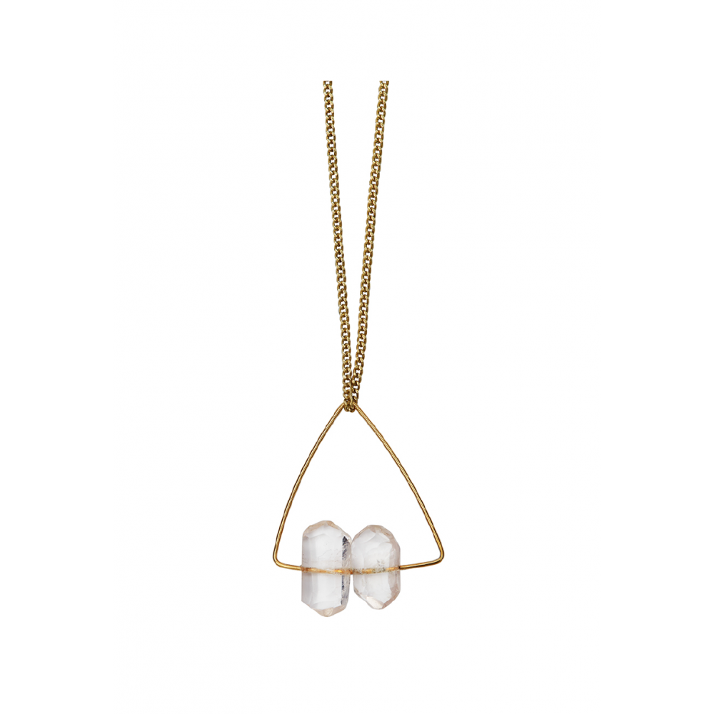 Triangle Pendant Necklace with Rose Quartz