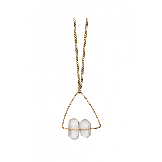 Triangle Pendant Necklace with Rose Quartz