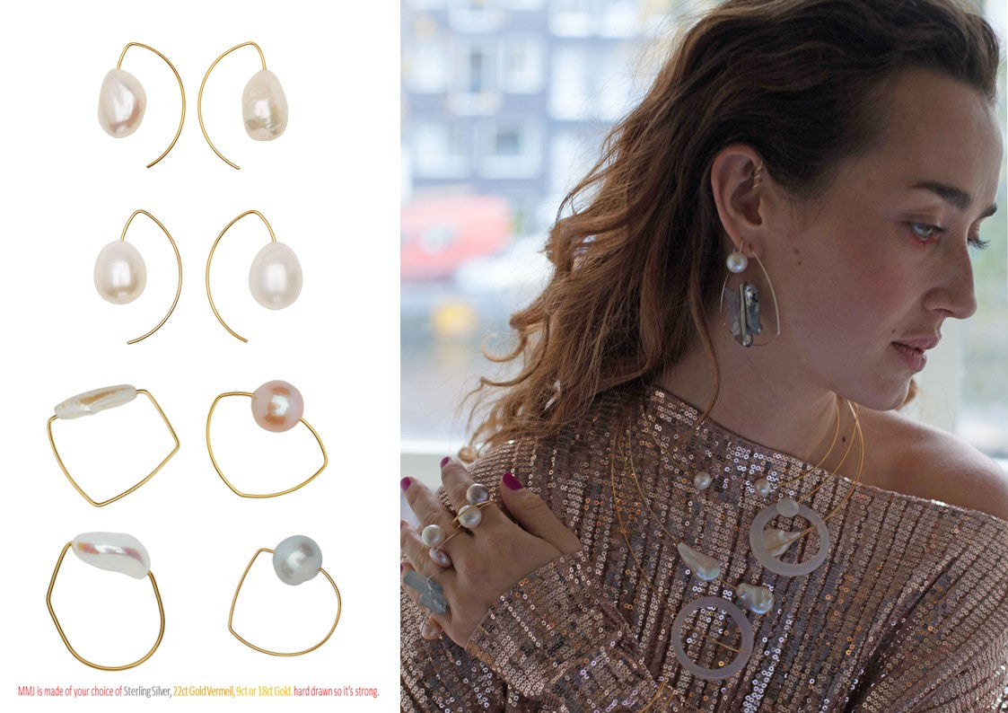 Square Ring with Grey Baroque Pearl