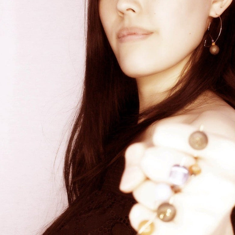 Triangle Ring with Large Pink Pearl Coin