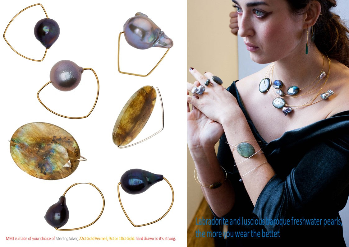 Square Ring with Grey Baroque Pearl