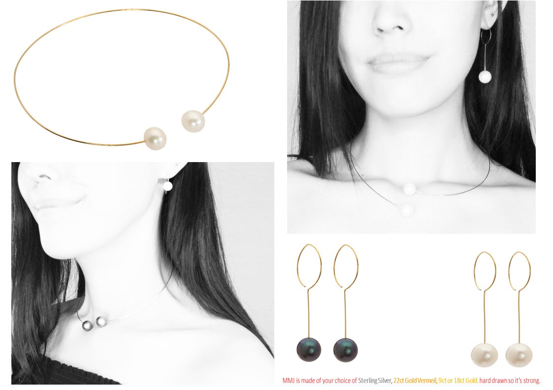 Round Neckwire with White Freshwater Button Pearls (14/16mm)