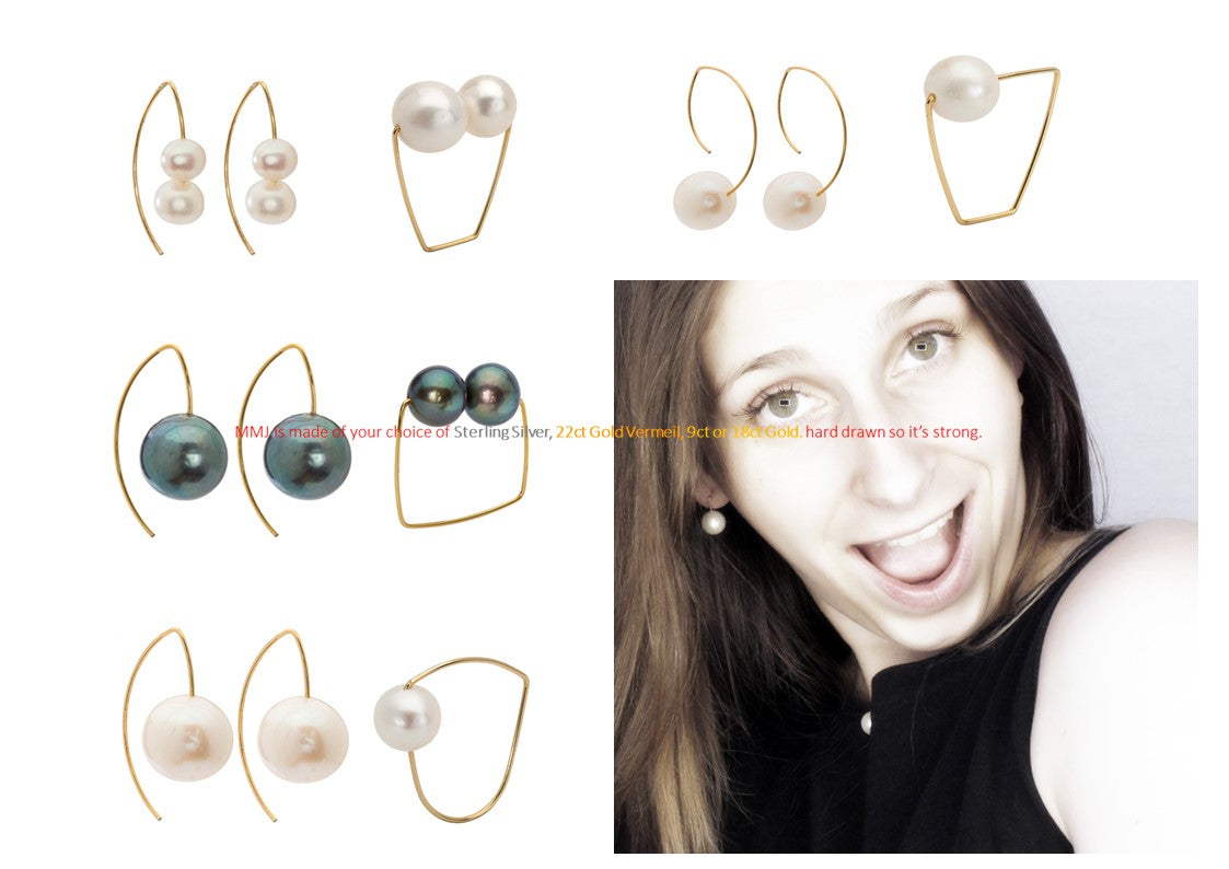 Long Curve Earrings with Peacock Pearls