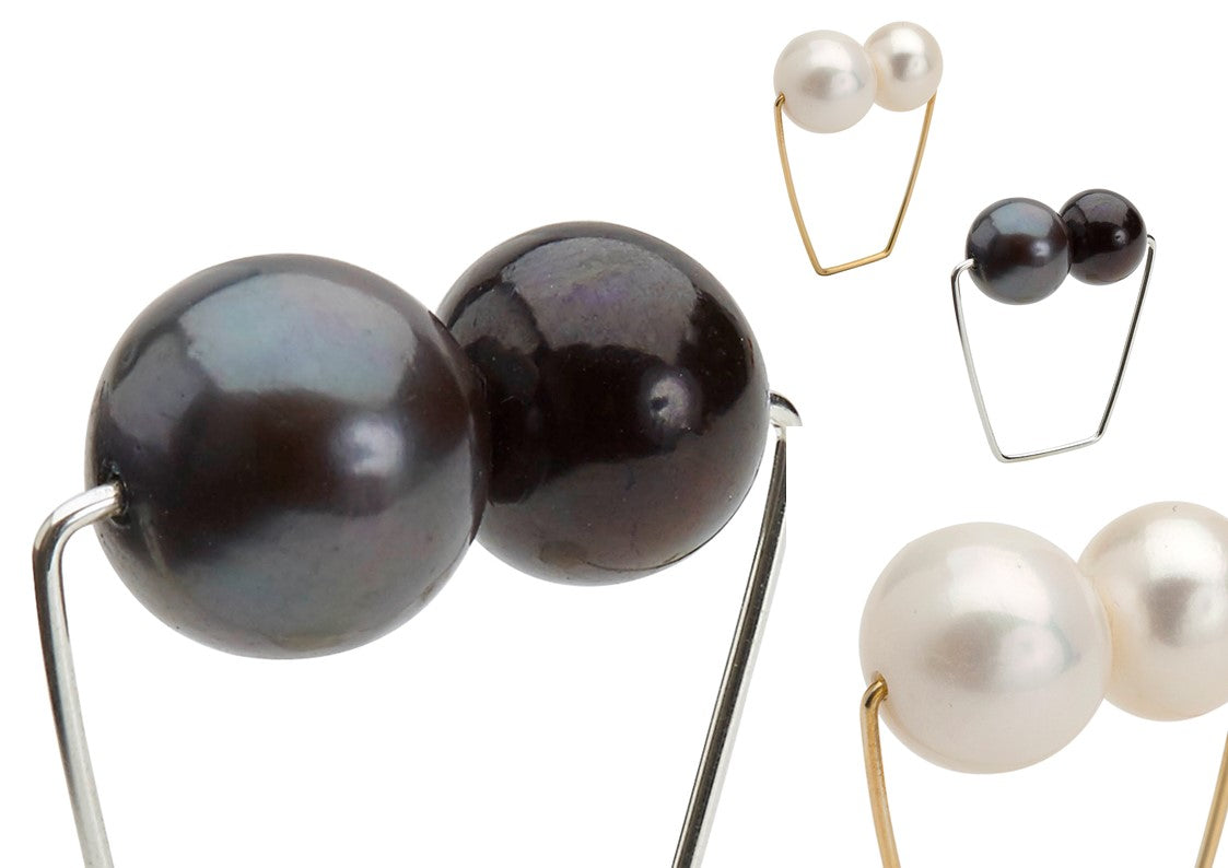 Long Curve Earrings with Peacock Pearls