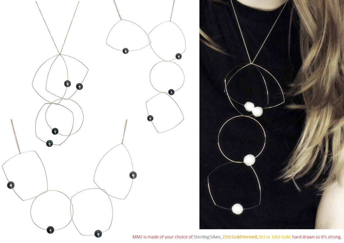 Long Curve Earrings with Peacock Pearls