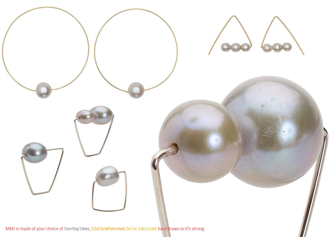Petite Triangle Drop Earrings with White Fresh Water Pearls Drop