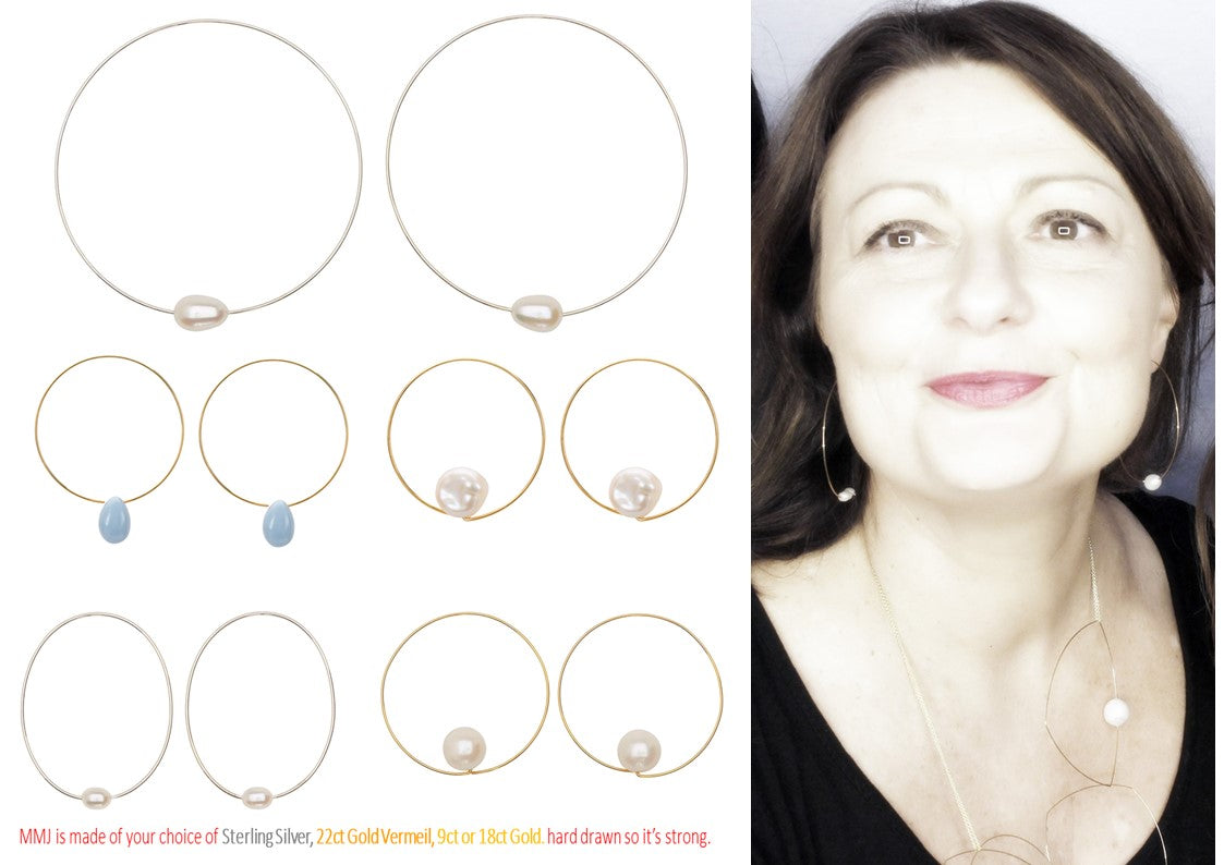 Medium Round Hoops with Round Freshwater Pearls