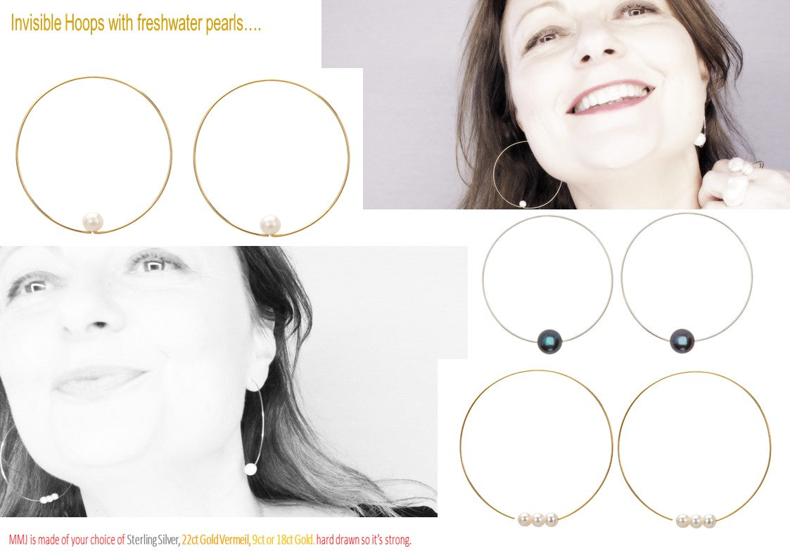 Small Round Hoops with Large Round Freshwater Pearls