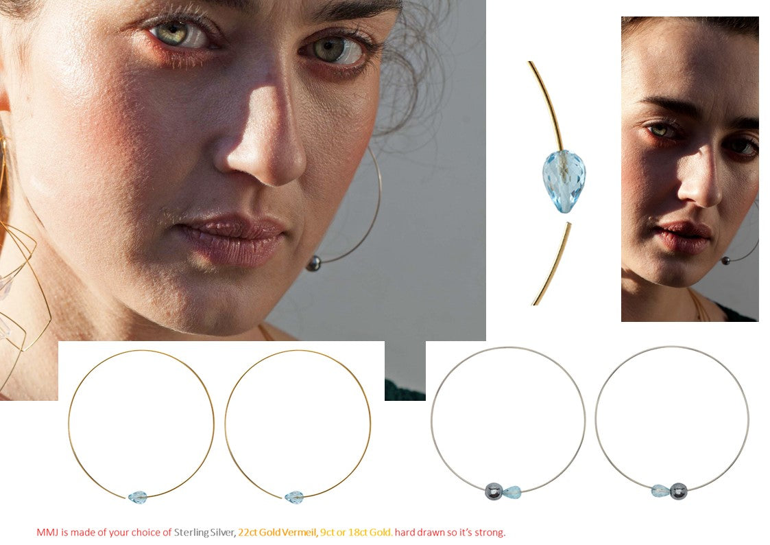 Medium Round Hoops with Gemstones - marvellous metallic & neutral colours